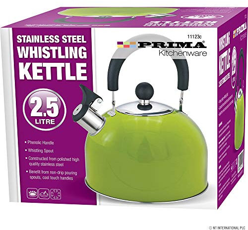Prima 2.5L Stainless Steel Whistling Kettle in Green 11123C