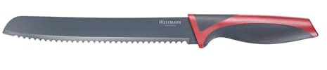 Westmark Coltello da pane, Lama lunga e seghettata, Lunghezza lama: 20 cm, Con protezione per la lama, Acciaio inox/Plastica, Antracite/Rosso, 14552280