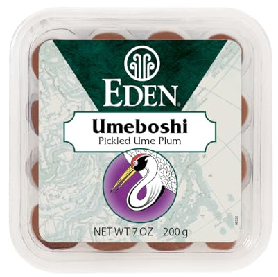 Eden Umeboshi Plum, Japanese Pickled Plum, Wakayama Grown, Whole, Traditionally Made in Japan, No MSG, No Chemical Additives, 7.05 oz