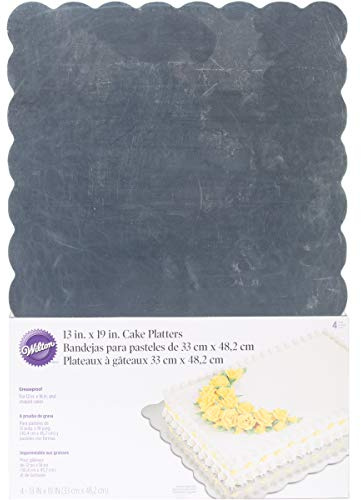 Wilton Bases Bandeja de Servir, Cartón, Plateados, 1.13x33.02x48.39cm, 4 Unidades, 2.63x35.02x50.26 cm