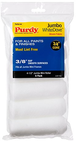 Purdy 140624612 Jumbo Mini White Dove Roller Replacements, 6-Pack, 4-1/2 inch x 3/8 inch nap