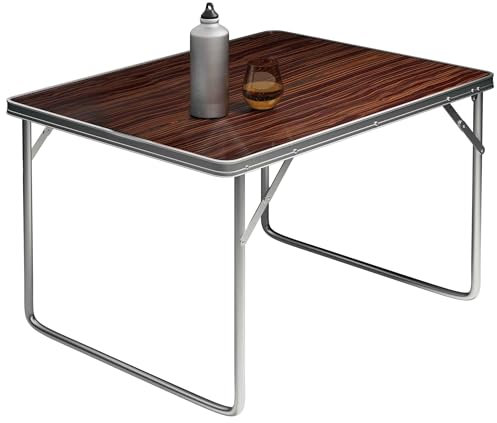 Deuba Table de Camping Pliante Aluminium Table Valise Pliable Effet Bois 80x60x70cm Pique Nique Plage Camping
