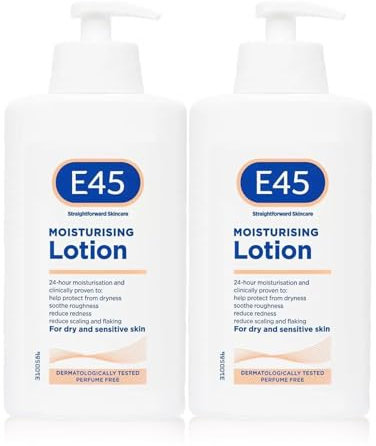 E45 Dermatological Moisturising Lotion, 500 ml x 2