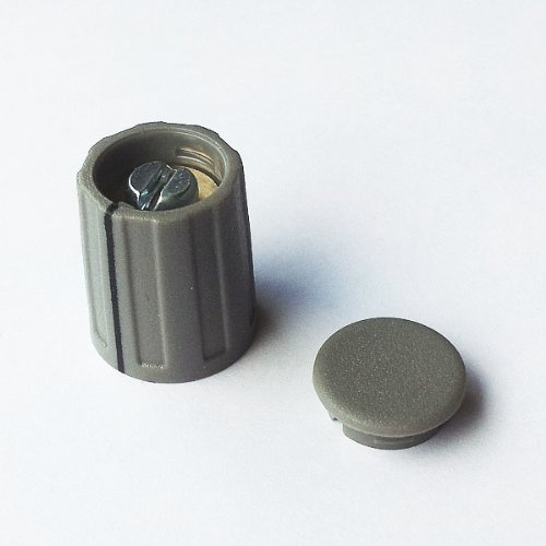 qfix Drehknopf grau für Potentiometer mit 6mm Achse, mit Deckel
