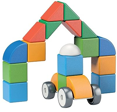 Geomag, Magicube 4 Shapes Recycled Little World, Magnetische Spiele für Kinder von 1 bis 5 Jahren, Magnetische Konstruktionen für Kinder, 25-teilige Packung, 100% Recycling-Kunststoff