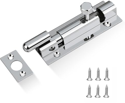 Chrome Plated 75mm x 25mm Necked Barrel Bolt 4002