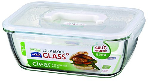 Lock&Lock LLG463 Aufbewahrungsdose, rechteckig, 2,9 l, Glas, mit Griff