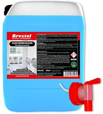 BADREINIGER POWER 5 Liter Konzentrat inkl. Auslaufhahn 51 mm - mit Abperl-Effekt Grundreinigung Kalklöser Fliesenreiniger Duschkabinenreiniger Kalkentferner WC-Reiniger Sanitärreiniger
