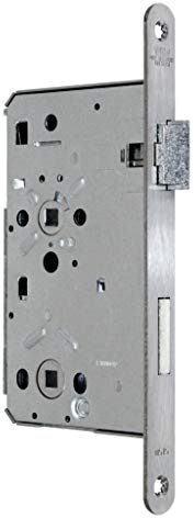 BKS Badezimmer Türschloss Objektqualität 0515 Kl. III mit Vierkant 60/78/8, Edelstahl Stulp: 20 x 235mm abgerundet, DIN Rechts incl. SN-TEC® Montageset