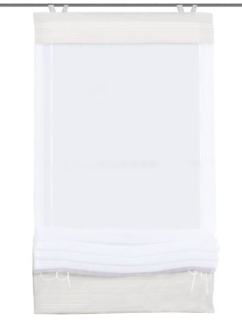 Home fashion 57205-101 Bändchenrollo mit Haken, Voile, 140 x 45 cm, weiß