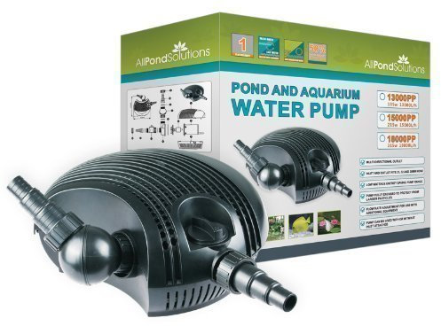 AllPondSolutions Pond Filter Pump 18000 L/H, Fully Submersible - Garden Koi Fish Waterfall Pump 6mm Solids Handling. 18000PP