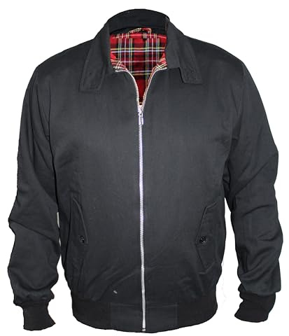 SKYTEX UK - Chaqueta Harrington clásica/retro/moderna/para ir en moto. 10 colores disponibles, tallas de la XS a la 8XL Negro Negro ( X-Large