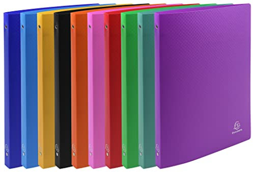 10er Pack Exacompta 51299E Ringbuch (PP 500µ, 4 Ringe, Rücken 20mm, blickdicht, DIN A4) 10 Farben (10) (10er Pack, sortiert)