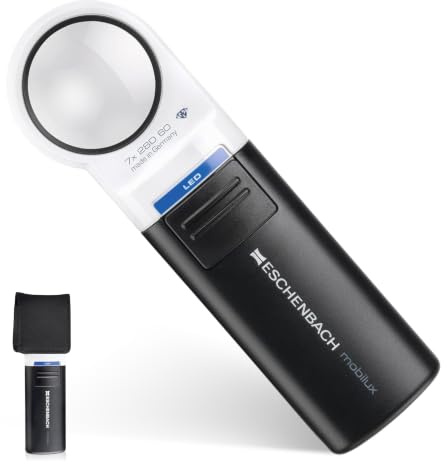 Eschenbach Optiskt förstoringsglas handförstoringsglas med LED-belysning MobiluxLED Förstoring: 7 x Linsstorlek: (Ø) 35 mm