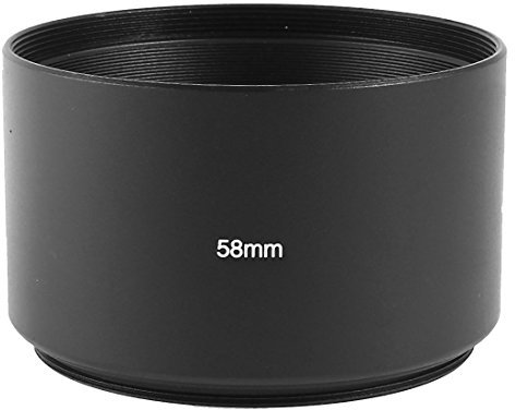 sourcing map 58mm Telephoto Lens Hood, Metal Screw-in Lens Universal Hood Anti-glare for Nikon Sony Pentax Olympus Fuji Sumsung Leica Camera, Black