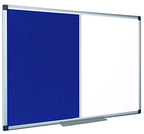 Bi-Office Combination Board Maya, Blue Felt/Melamine, Aluminium Frame, 180 x 120 cm