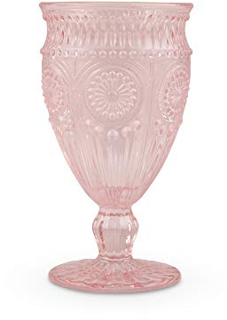 Weddingstar Vintage Inspired Pressed Glass Goblet, Blush Pink, 10 Fluid Ounces