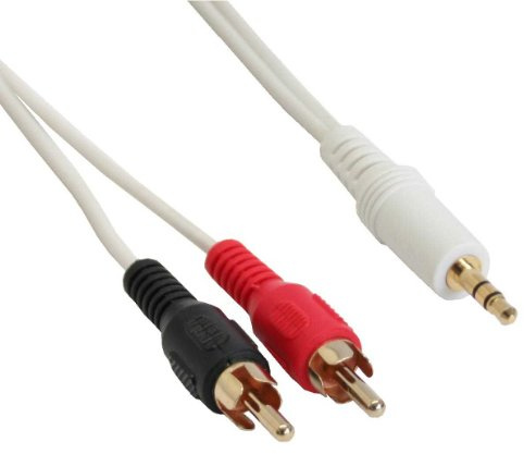 InLine 5 m 2 x Cinch 3,5 mm Klinke Cinch zu Klinke Kabel – Weiß/Gold, 89930W
