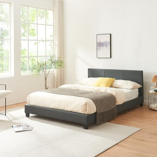 Corium Polsterbett (Design-grau)(140x200cm) modernes Bett/Kunst-Leder/mit Stecklattenrost /