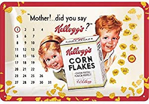 Nostalgic-Art Retro Blechschild, Kellogg's – Mother – Geschenk-Idee für Nostalgie-Fans, aus Metall, Vintage-Design zur Dekoration, 20 x 30 cm | Original Lizenzprodukt (OLP), aus Metall, Vintage Design, Blechschilder Sprüche, Geschenk-Idee für die Küche