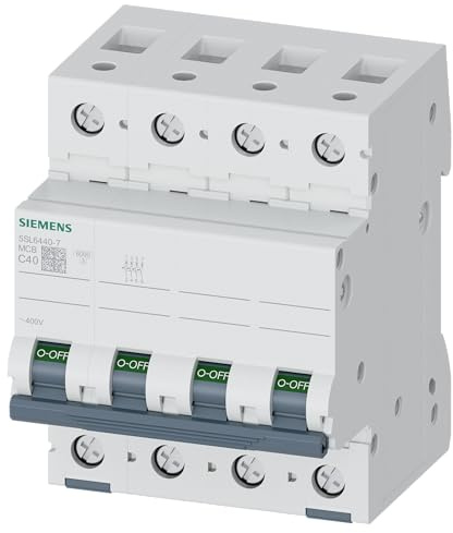Siemens 5SL6 Miniaturüberlastschalter Typ C, Pol 3-polig 40A 400V ac, Abschaltvermögen 6 kA SENTRON 72 V dc