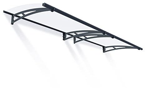 Palram Canopia Vordach, Pultvordach, Türüberdachung Aquila 3000 klar, grau inkl. Regenrinne, 300x92 cm