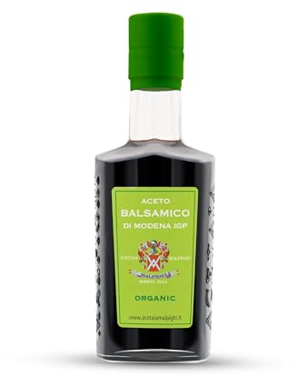 Acetaia Malpighi – Aceto Balsamico di Modena IGP Biologico – 250 ml – 100% Biologico Senza Caramello – Affinato in Botti di Legno