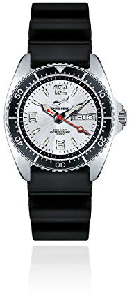 CHRIS BENZ ONE Medium 200M Taucheruhr mit Kautschukband, Haifischsilber, schwarze Lünette