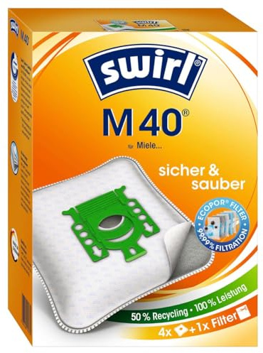 4 Swirl M40 Staubsaugerbeutel kompatibel mit Miele Electronic 5500 von Staubbeutel-Profi®