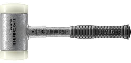 Halder Supercraft Dead Blow Mallet 3377.070 - Non-Rebounding Mallet, Hard Nylon Inserts, Break-Proof Steel Tube Handle, Anti-Slip Grip, 70mm, 5 lbs.