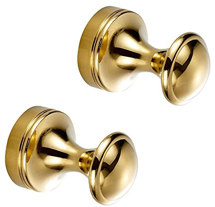 Weare Home Luxus Gold Finished Deko Badezimmer Zubehör einfach Einzeln Wandmontag Modern Mantelhaken Hütenhaken Haken Handtuchhaken aus alle Messing, 2 Stück