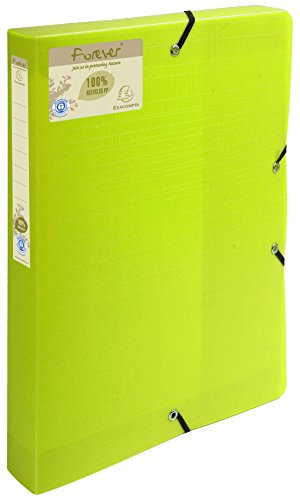 Exacompta 553573E Premium Sammelbox Forever 40mm mit Gummizug aus Recycling-Kunststoff mit Rückenschild für DIN A4 Archivbox Heftbox Dokumentenbox Zeichenbox Sammelmappe grün