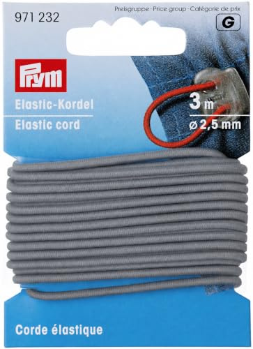 Prym 971232 Elastic-Kordel, 2,5 mm, 3 m, grau