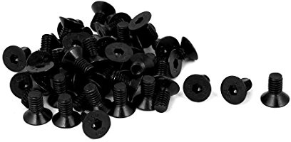 sourcing map M4x 8mm Senkkopfschrauben 10.9 Carbon Stahl Senkkopf 50 Stück | Innensechskant Flachkopfschrauben