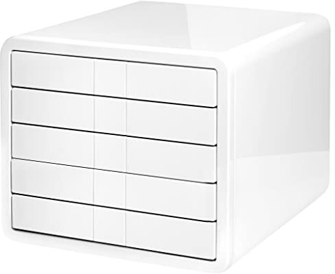 HAN Schubladenbox i-BOX, Schreibtischbox mit 5 Schubladen für Formate bis A4/C4, moderne Designbox für Ordnung am Schreibtisch, 1551-12, weiß