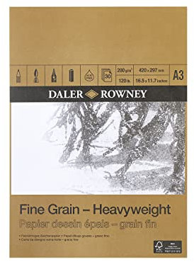 Daler Rowney Papierblock, feine Körnung, schwer, A3, 200 g, 30 Blatt