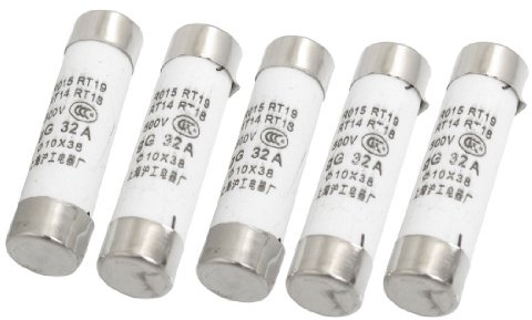sourcing map 5 Piezas 10 x 38mm 500V 32A Eléctrico Cilíndrico Fusible | Eslabones R015-32