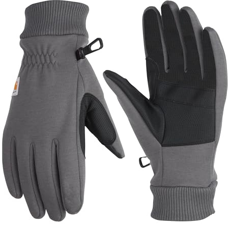 Carhartt Men's Wind Fighter Thermal-Lined Fleece Touch-Sensitive Knit Cuff Glove, Carbon Heather, Large