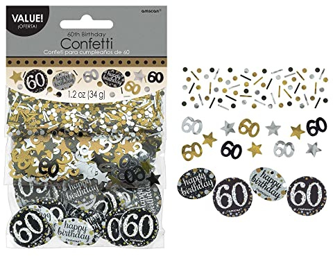 amscan-Party Supplies Coriandoli 60° oro glitterato-34 g-1 pezzo, 10022758