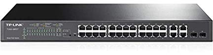 TP-LINK T1500-28PCT Géré L2 Gigabit Ethernet (10/100/1000) Noir 1U Connexion Ethernet, supportant l'alimentation via ce port (PoE) - Commutateurs réseaux (Géré, L2, Gigabit Ethernet (10/100/1000), Connexion Ethernet, supportant l'alimentation via ce port (PoE), Grille de montage, 1U)