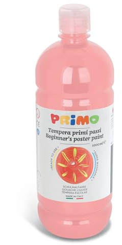 PRIMO – Abwaschbare Temperafarben für Kinder ab 3 Jahren und Anfänger, 1l-Flasche, Erste Schritte Temperafarben zum Malen auf Papier, Stoff, Glas und Mehr, Kreative Arbeiten Sowie Hobbys