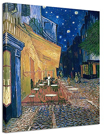 Wieco Art - Cafe Terrace at Night Large Modern Giclee Canvas Prints Vincent Van Gogh Artwork Oil Paintings Reproduction Landscape Picture Photo Printed on Canvas Wall Art for Living Room Decorations