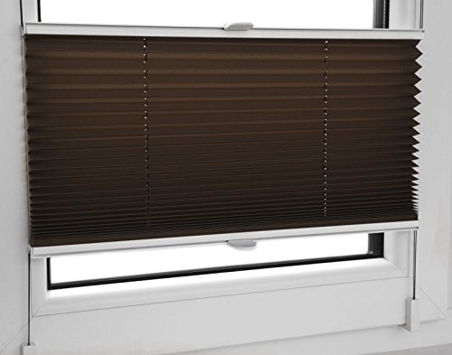 Estor plegable plisado, 45 x 100 cm, color marrón chocolate, incluyeCelosía con soportes de fijación. Mucha variedad. 80 anchos y 12 colores.