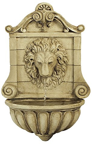 Primrose 50cm Stone Effect King Lion Head Fountain Outdoor Wall Mounted Water Feature Frost Resistant