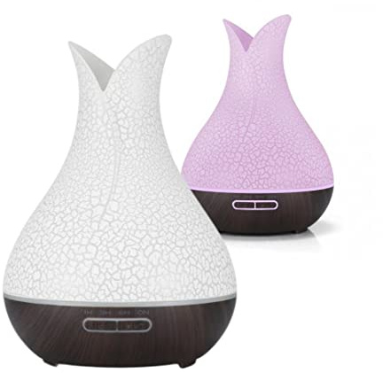 BOT diffusore di aromi elettrico per oli essenziali con Alexa e Google Home. 4 in 1 lampada profumata decorativa, purificatore d'aria e umidificatore (legno scuro)