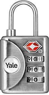 Yale Cadenas à Code Gris avec Combinaison Programmable 3 chiffres homologué TSA 32 mm - YTP1/32/119/1 - Nickelé Brossé - Pour Valise de voyage et Bagage