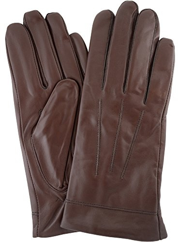 Snugrugs Lederhandschuhe für Damen mit eingewobenem 3-fach Stick-Design & warmen Vliesfutter, superweich (Braun - M)