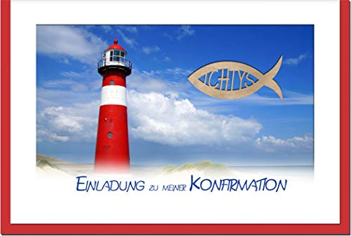 metALUm Einladungskarten KONFIRMATION | Leuchtturm | 10 Karten | 1701011