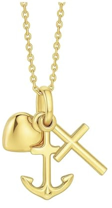 Goldkette Mit Anker Herz Und Kreuz Anhänger Verstellbare Länge Geschenkbox