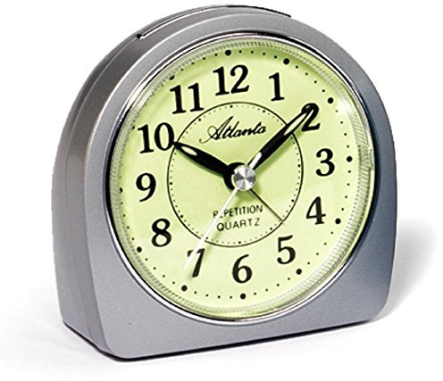 Atlanta Wecker Selbstleuchtendes Zifferblatt Ohne Ticken Quarz Silber - 1586-19